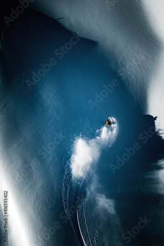 A man is powder skiing in British Columbia, Canada. photo