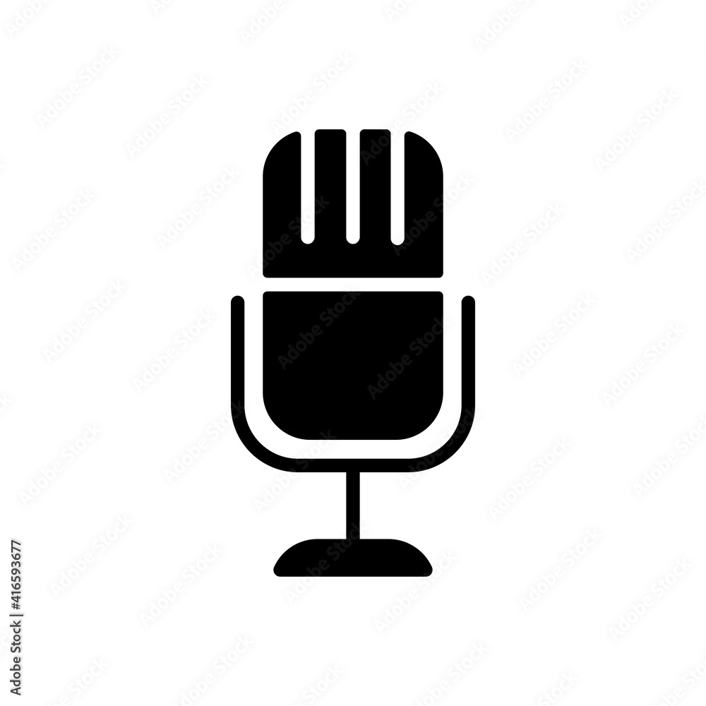 Retro microphone vector flat glyph icon