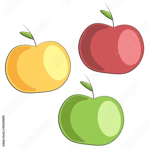 Single element Apple. Draw illustration in colors