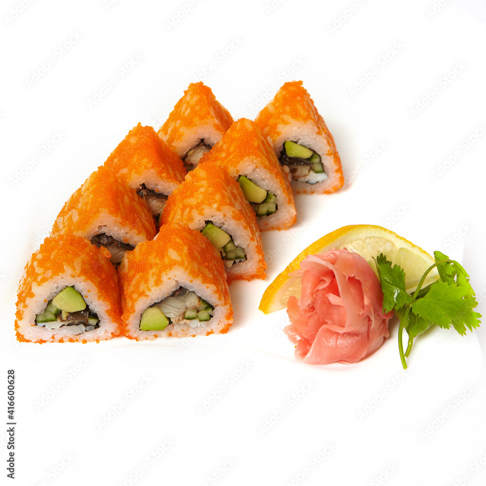 Sushi plate on white background Sushi plate on white background