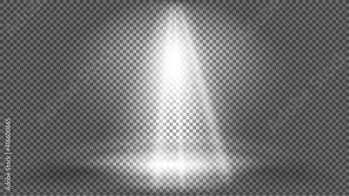 Template of lighting of spotlight isolated on transparent background for your art. Lighting effect for scene. Vector graphics.