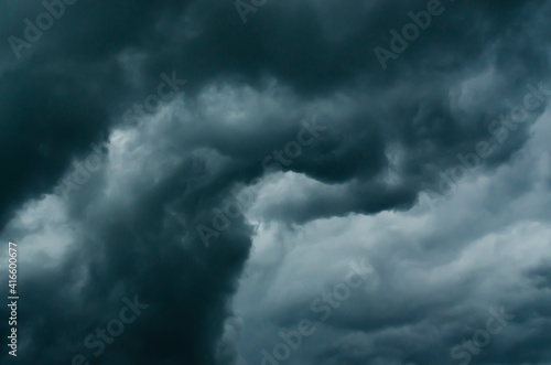 Dark Clouds closeup on the Sky Background. rain cloud, storm cloud before a thunder storm
