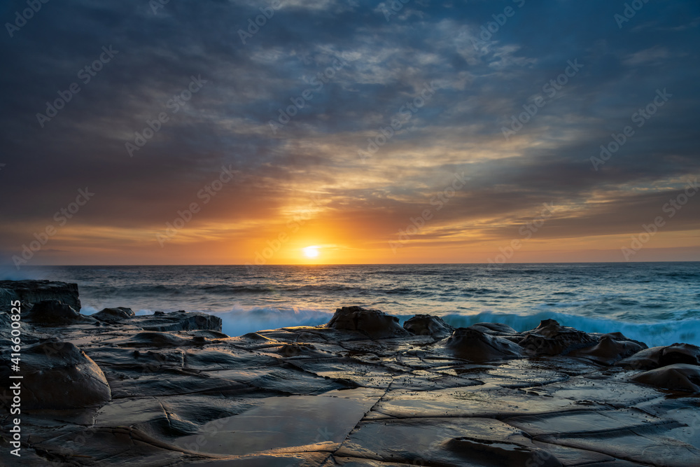 High Cloud Sunrise Seascape from Rock Platform High Cloud Sunrise Seascape from Rock Platform