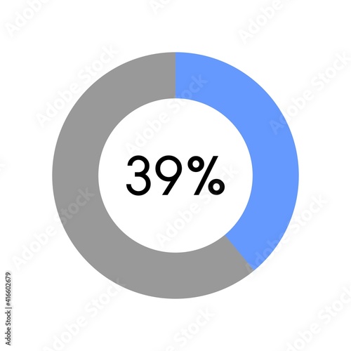 39 percent, circle percentage diagram on white background vector illustration.