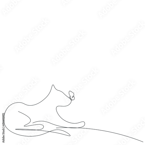 Fototapeta Naklejka Na Ścianę i Meble -  Cat animal drawing, vector illustration