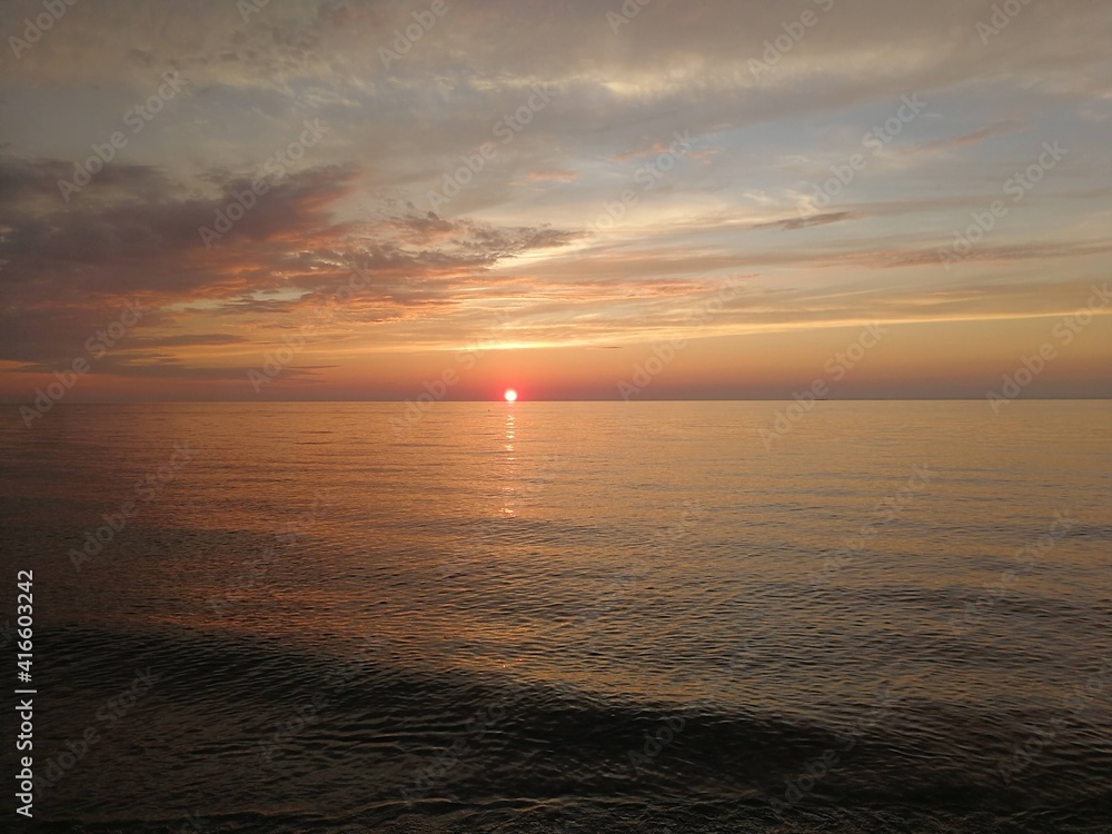 Sunset over the Long Island Sound in Greenport, NY - May 2020