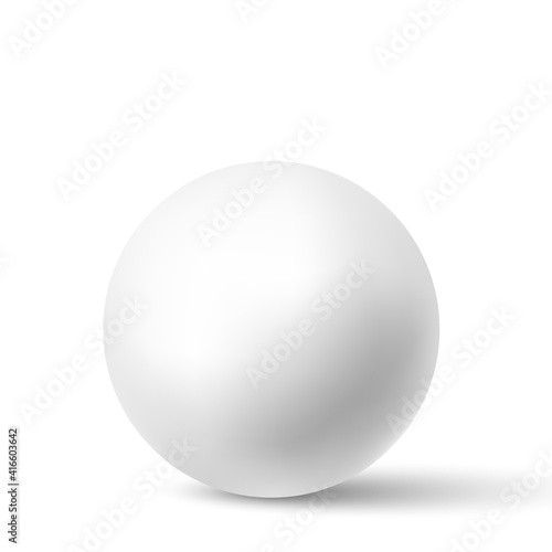 White sphere with shadow. Ball. Vector illustration.