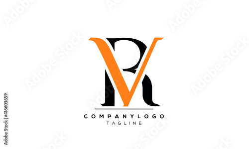 Abstract Letter Initial VR RV Vector Logo Design Template