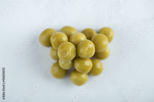 Close up photo of marinated Greek olives