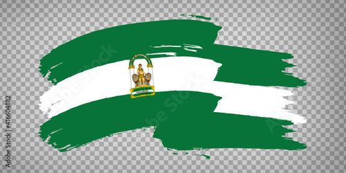 Flag of Andalusia brush strokes. Flag Autonomous Community Andalusia and Leon on transparent background for your web site design, app, UI. Kingdom of Spain. Stock vector.  EPS10. photo