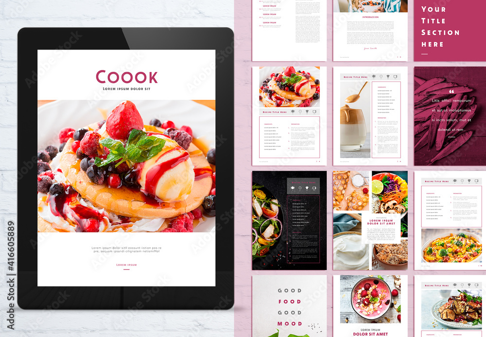 Modern Cook ebook Digital Layout Stock Template Adobe Stock