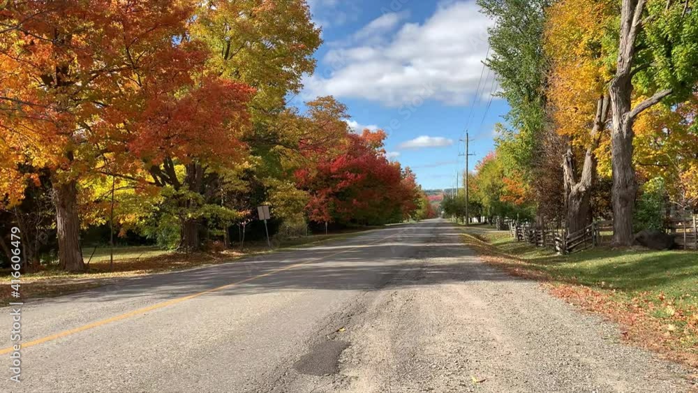 Beautiful scenic road in autumn surrounded by trees with fall colors Beautiful scenic road in autumn surrounded by trees with fall colors