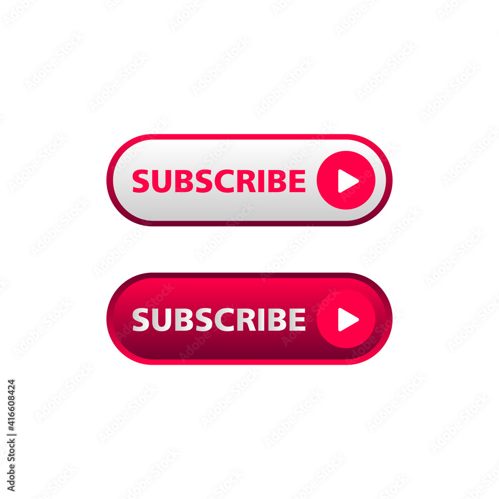 White and red subscribing button in neomorphism style. Easy editable vector isolated illustration. White and red subscribing button in neomorphism style. Easy editable vector isolated illustration.