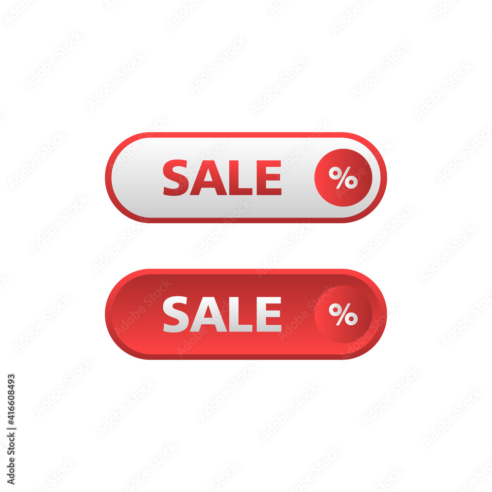 White and red sale button in neomorphism style. Easy editable vector isolated illustration. White and red sale button in neomorphism style. Easy editable vector isolated illustration.