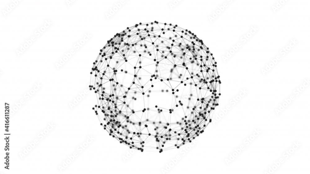 Particles in the sphere. Black and white abstract background. Plexus lines.Looped video.4k. HD Particles in the sphere. Black and white abstract background. Plexus lines.Looped video.4k. HD