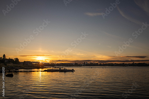 Wonderful summer sunset on the river Kem © Ирина Комягина