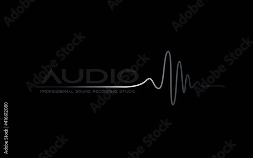 DJ Dance Party Logo, Recording Studio Emblem, Audio Wave and Light Dark Gradient Background