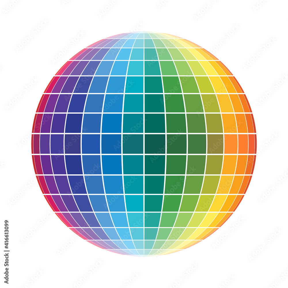 Obraz premium Abstract circle with colorful square tiles. Rainbow spectrum mosaic round shape. Flat style.