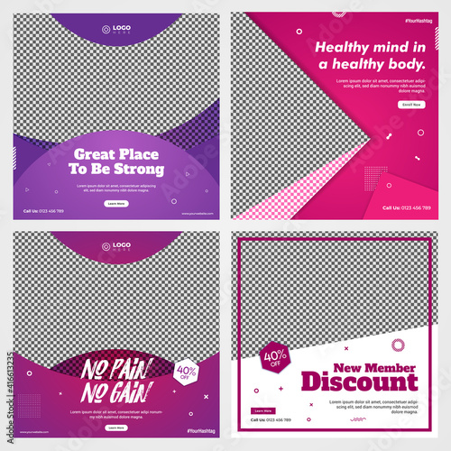 Gym Social Media Post Banner. Editable and Scalable to any size. With a modern color scheme.