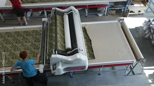 Sewing production. Fabric cutting shop.