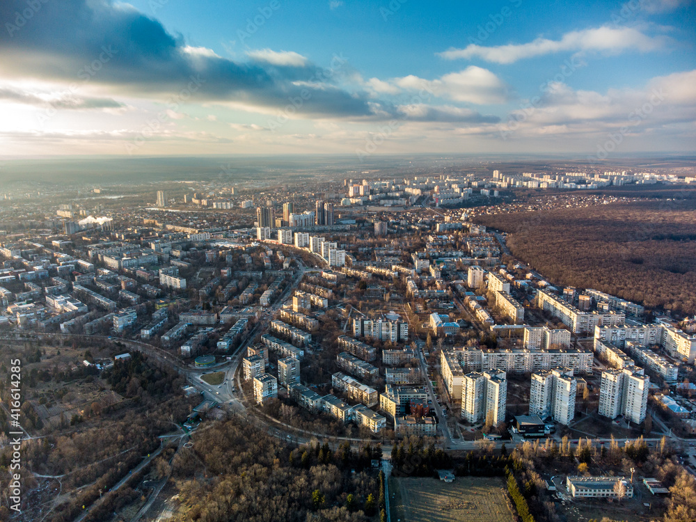 Aerial Kharkiv city center, Pavlove Pole districts