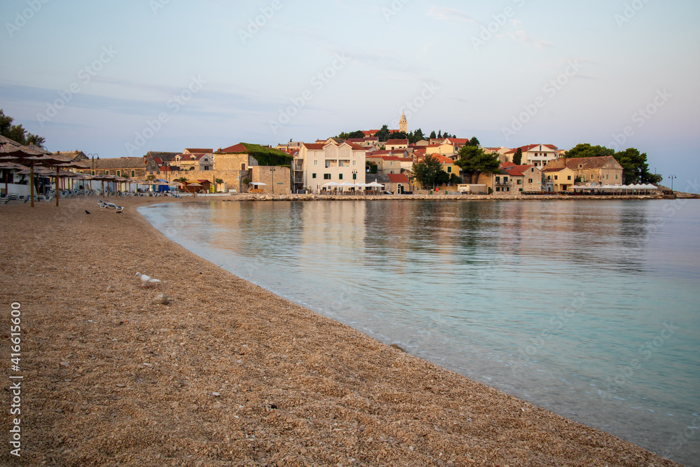 Beach Mala Raduča.  Adriatic coast.  Croatia. Primošten.