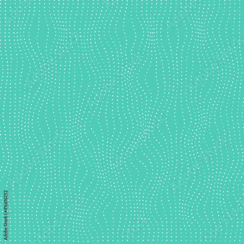 Abstract monocromatic seamless pattern with bright dots on greenish blue backgound. Endless texture for landing pages, posters, flyers, banners, prints, cards, decoration, covering, fabrics, wrapping.