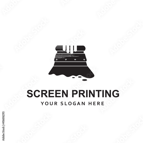 silk screen printing icon with squeegee isolated on white background