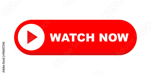 Watch now vector button in flat style. Play video icon isolated on white background. Vector illustration.