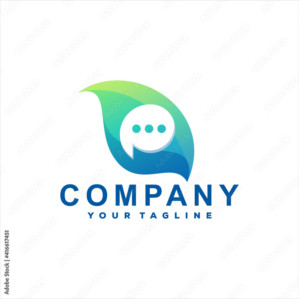 chat leaf gradient logo design chat leaf gradient logo design