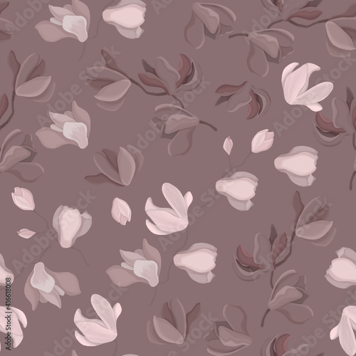 Seamless pattern with magnolia. Pattern with a magnolia flower.