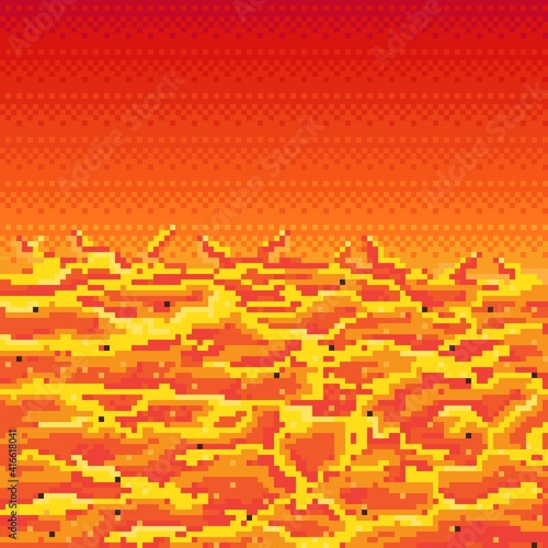 Lava pixel art. Lava in space. Art lava background. Hot Galaxy. Hell Galaxy. lava planet surface.