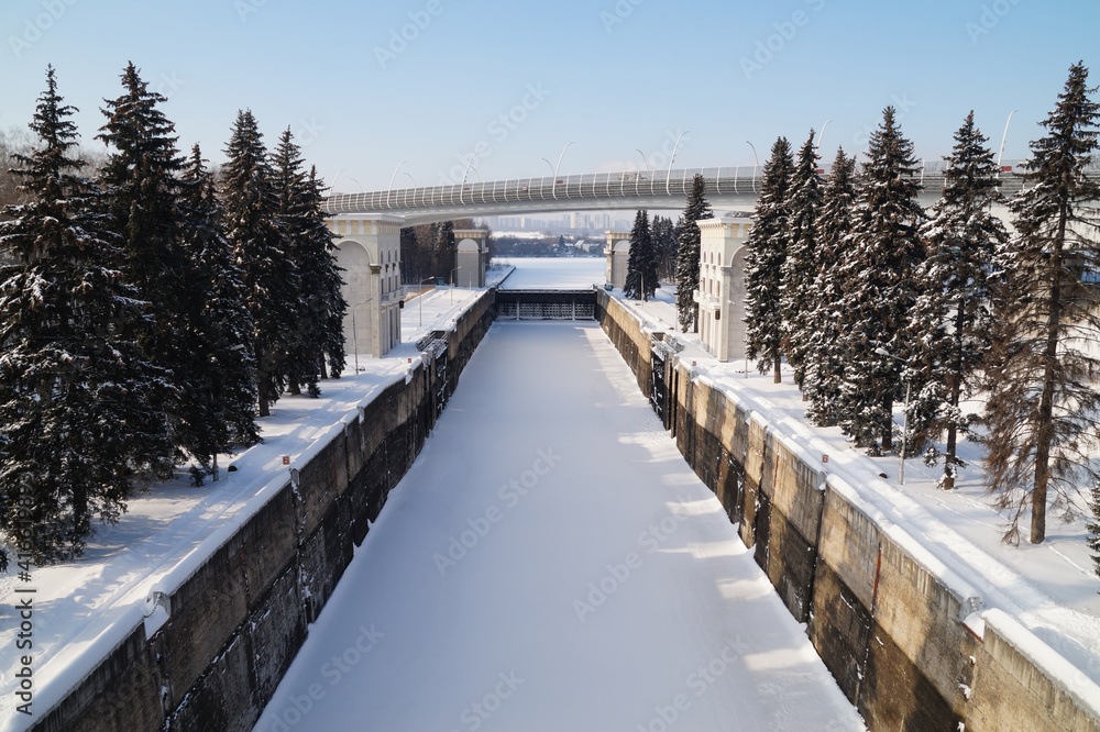 sluice gates in winter