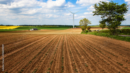 farmland landscape and cloudy sky
