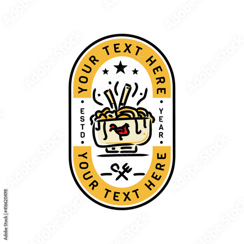 Vintage and retro noodle logo design template vector