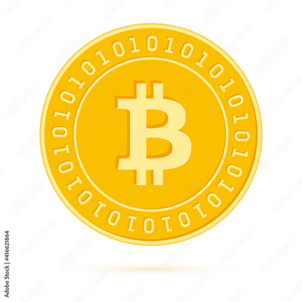 Bitcoin, internet currency coin isolated on white background. BTC yellow gold coin. Cryptocurrency, Bitcoin, internet currency coin isolated on white background. BTC yellow gold coin. Cryptocurrency,