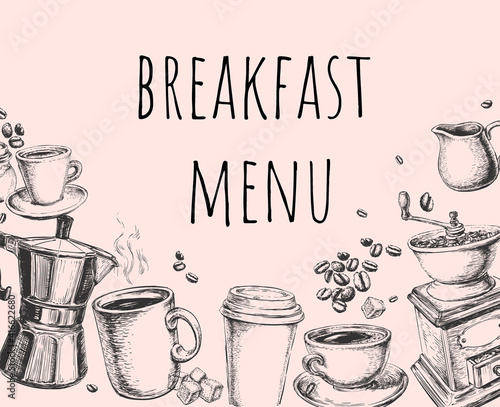 Breakfast Hand Drawn Set Vector illustration