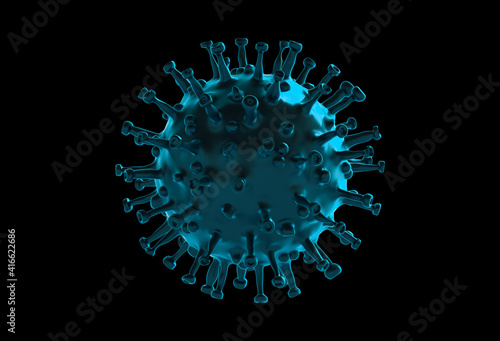 Amazing illustration of Covid-19 virus, coronavirus, virus floating in a cellular environment. 3D rendering of virus. Background with virus.