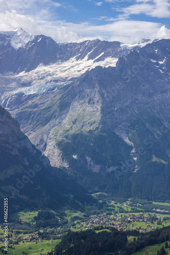 The Grindewald Valley and First viewpoint in Switzerland on a sunny day