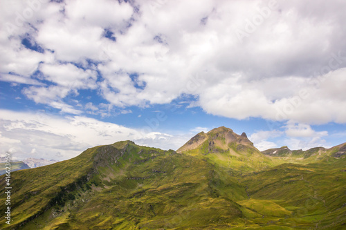 The Grindewald Valley and First viewpoint in Switzerland on a sunny day