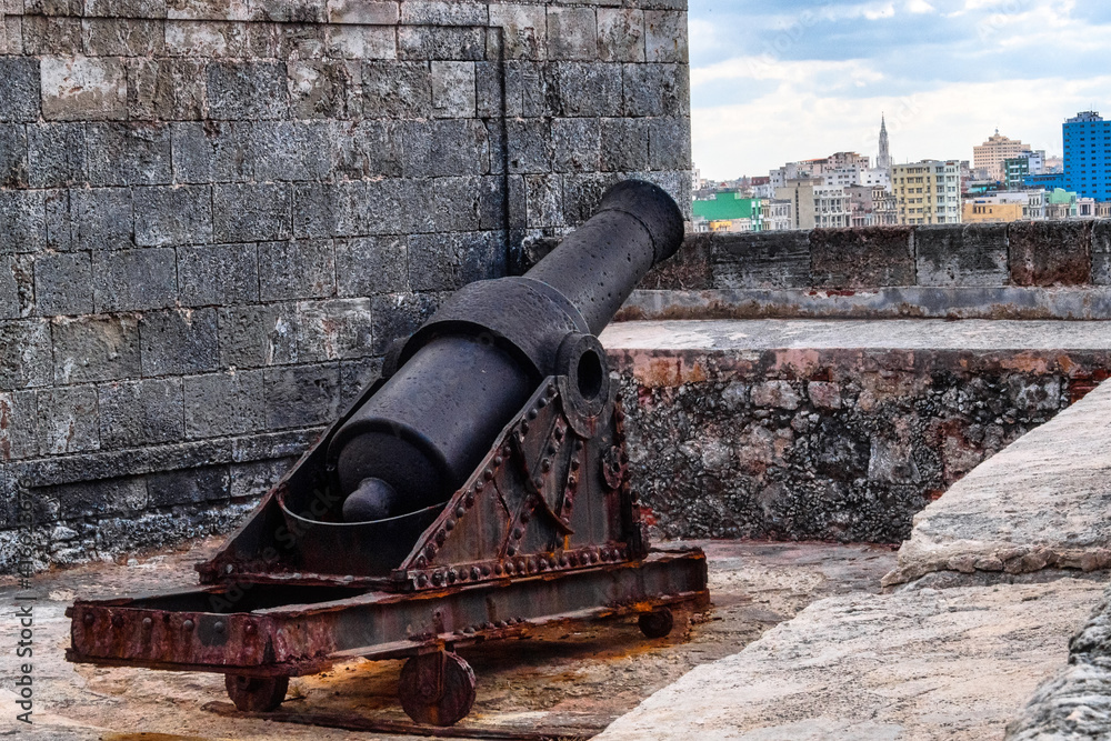Spanish colonial cannon in El Morro Fort, Havana, Cuba