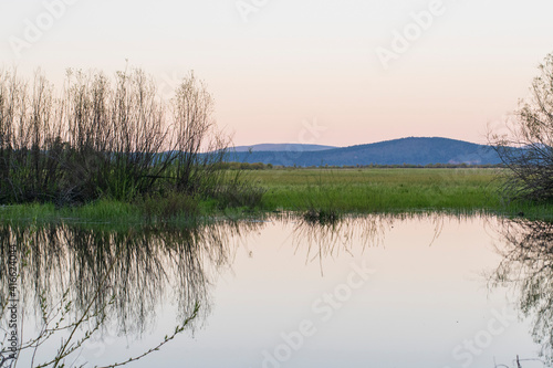 An evening reflection at the Upper Klamath National Wildlife Refuge in the spring.