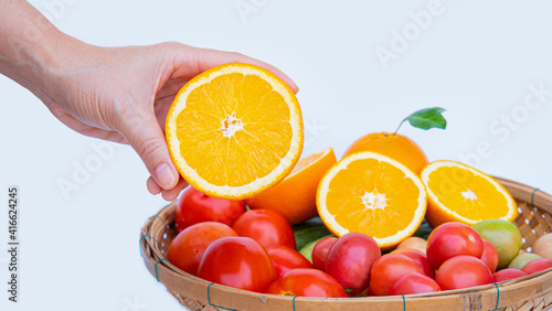 Female left hand Hold a hal...