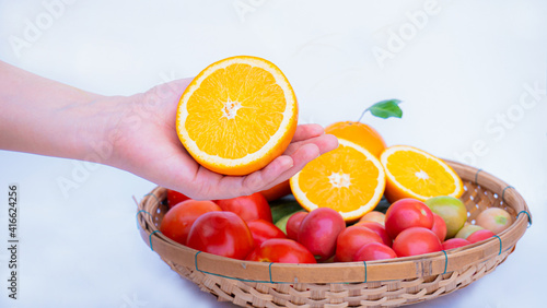 Female left hand Hold a hal...