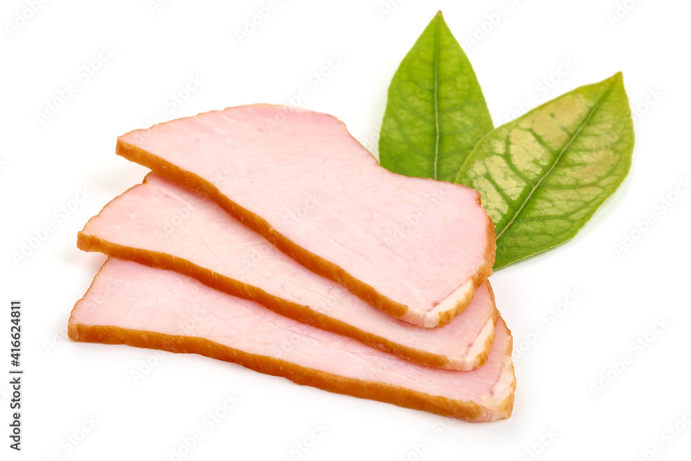 Smoked pork loin, isolated on white background. High resolution image Smoked pork loin, isolated on white background. High resolution image