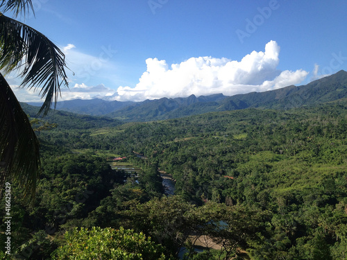 Huallaga River as seen from above, as the crow flies, with drone.
