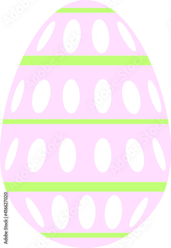 Basic, festive, family Easter egg design with green, purple theme pattern on white background. 