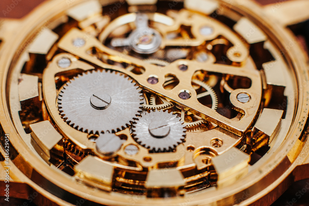 close look of mechanical watch