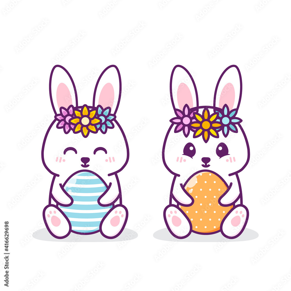 cute easter rabbit with egg cute easter rabbit with egg