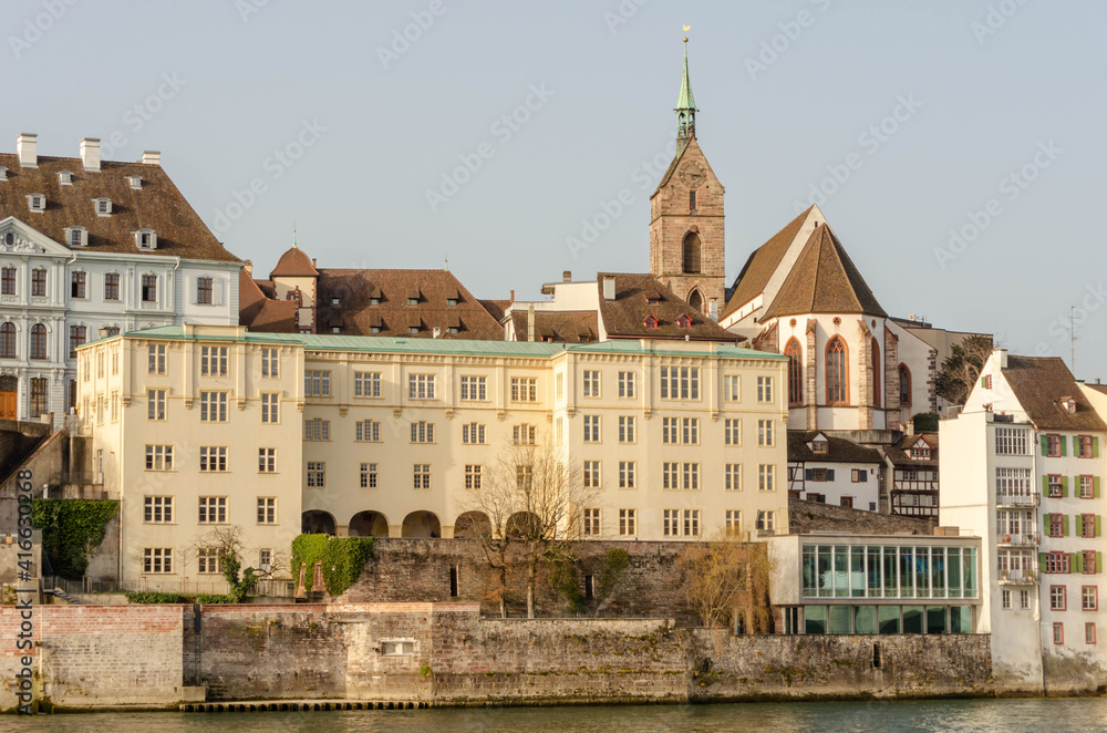 Alte Universität, Martins-Kirche, Rhein, Rheinsprung, Basel, Schweiz Alte Universität, Martins-Kirche, Rhein, Rheinsprung, Basel, Schweiz